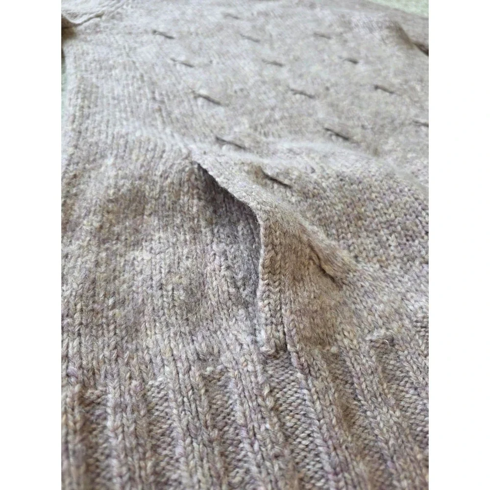 Pure Jill J. Jill Womens S Tall Mauve Pink Wool Blend Cable Knit Pocket Sweater